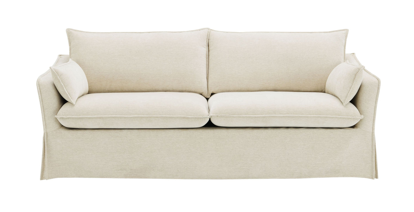 JUSTLIVE ‘Comfina Luxe” Sofa – Beige Linen | Relaxed 2-Pillow Living Sofa