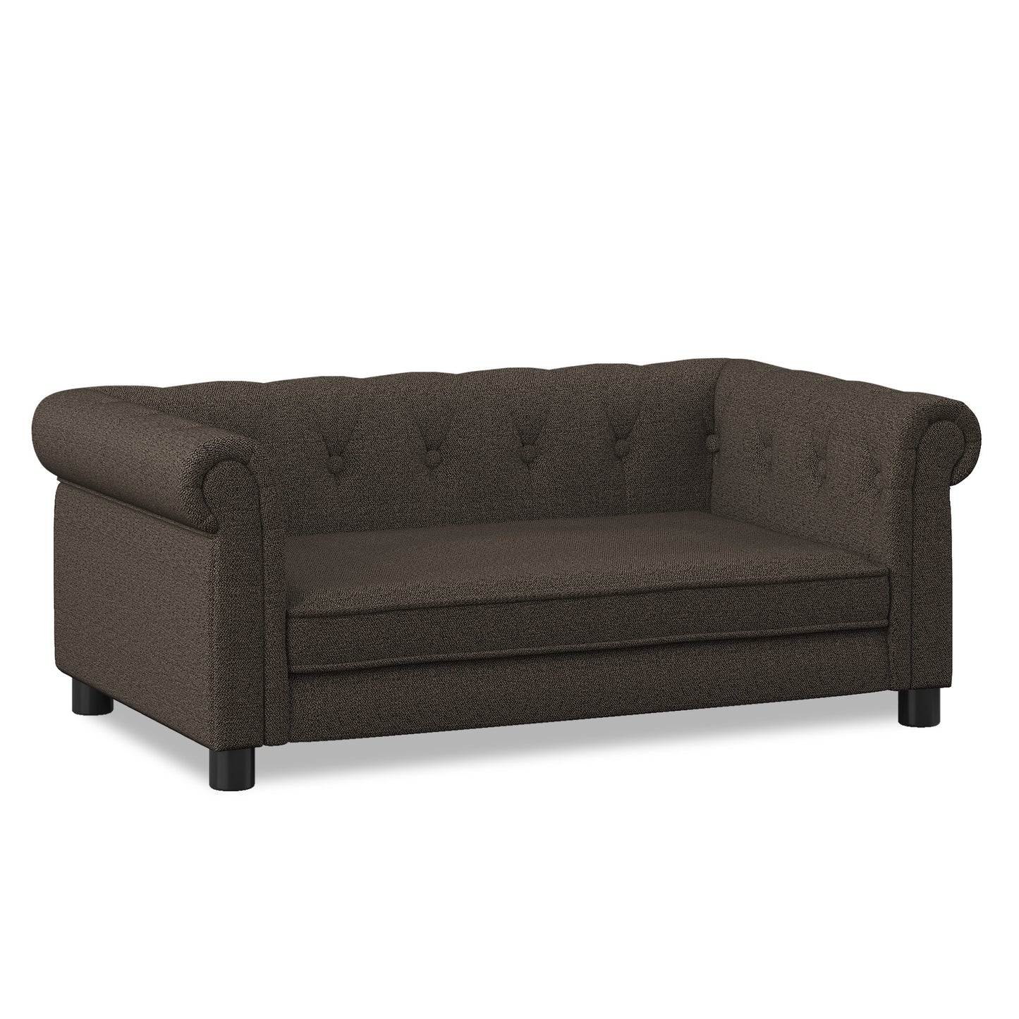 Kova Linen Pet Sofa – Dark Brown Elevated Bed for Small & Medium Dogs with Modern Frame - JUSTLIVE NESTJUSTLIVE NEST