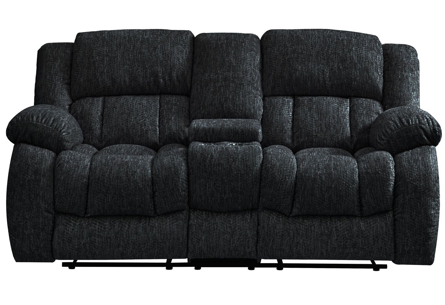 Stonic™ Ebony Console Loveseat Recliner – Dual Seat Power Comfort with Storage Console