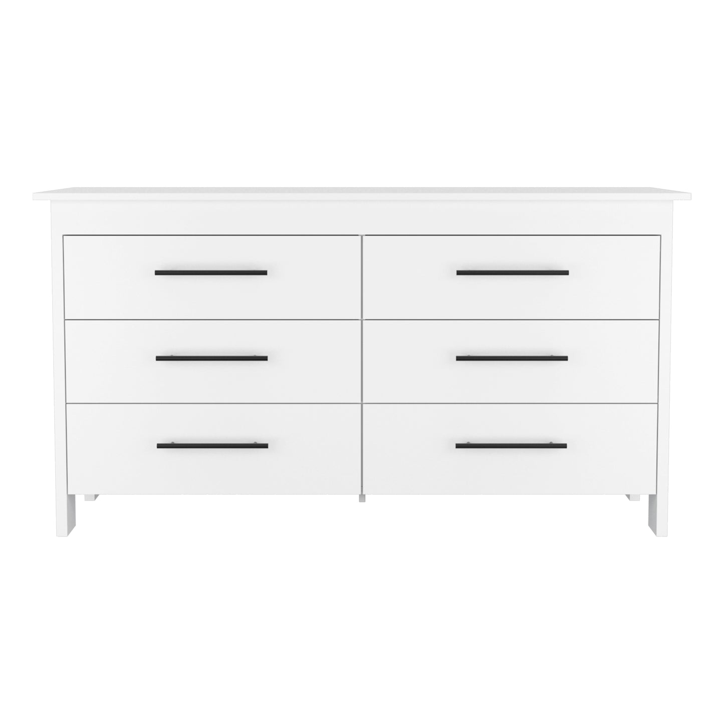 Wezz 6-Drawer Double Dresser – Bright White Modern Storage Cabinet