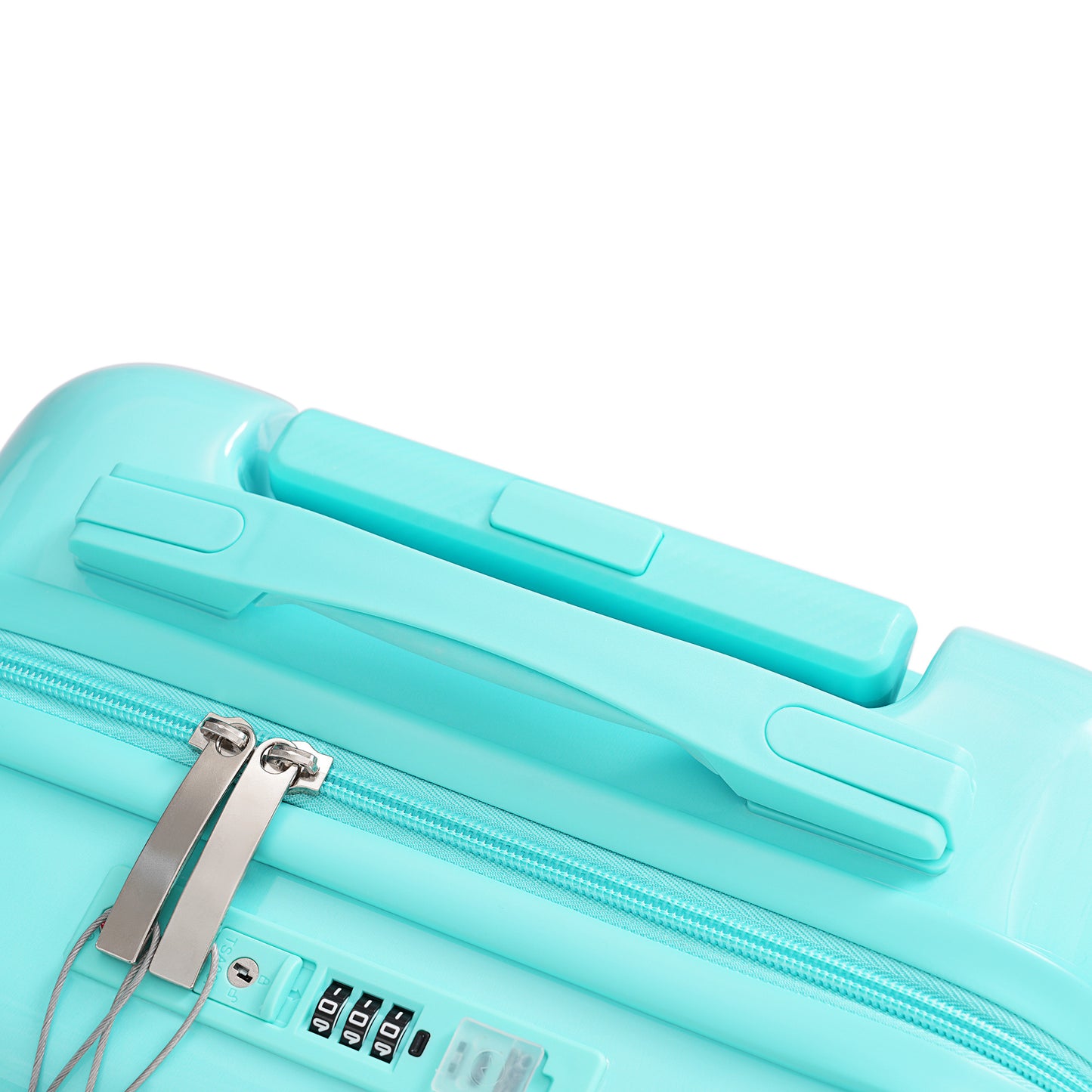Jetera 3 - Piece Carry - On Luggage Set – Light Blue ABS+PC Hard Shell with USB Port, Cup Holder & Front - Opening Design (20/24/28") - JUSTLIVE NESTJUSTLIVE NEST