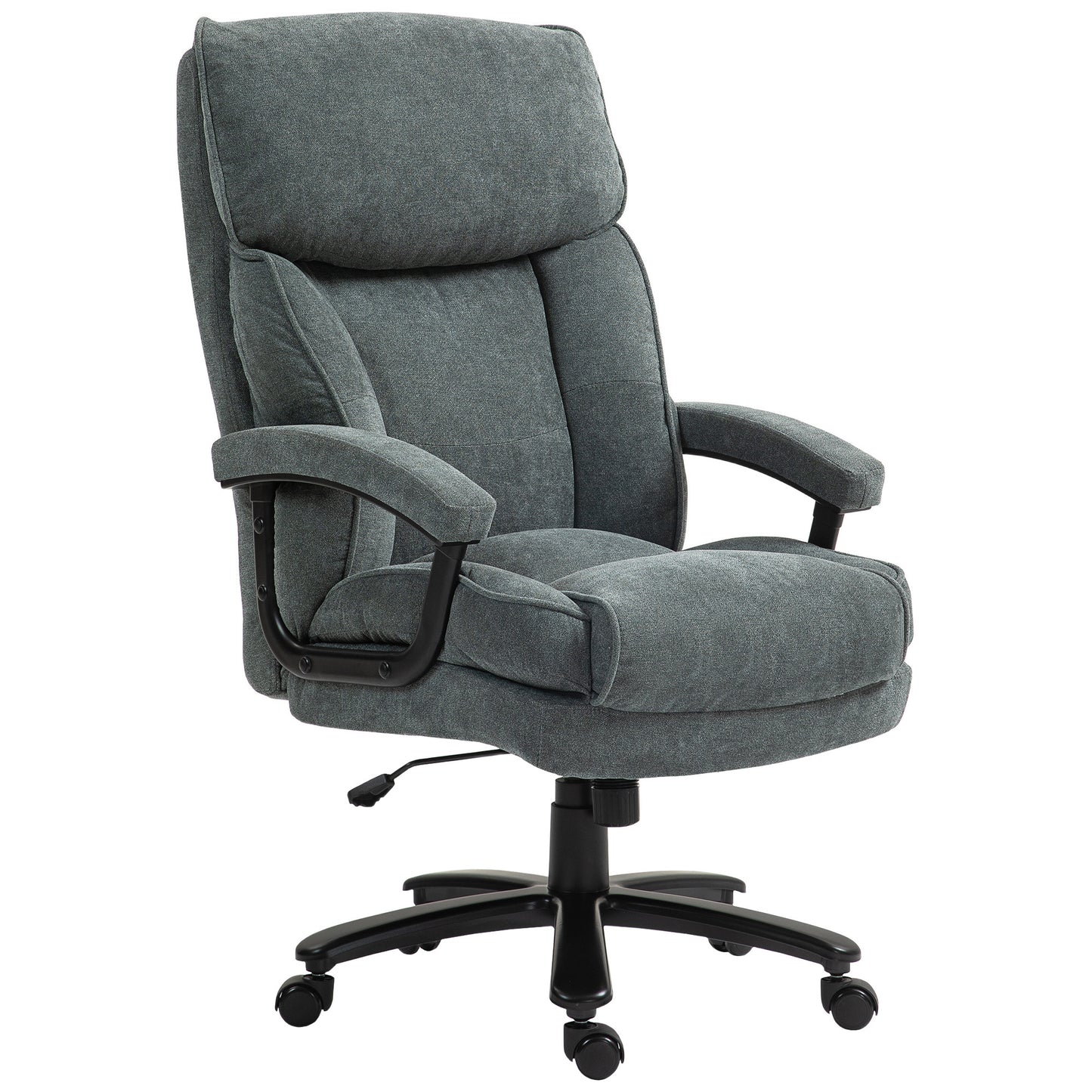 HOMCOM Boss Chair – Gray 450lb High-Back Office Chair with Wheels and Wide Base