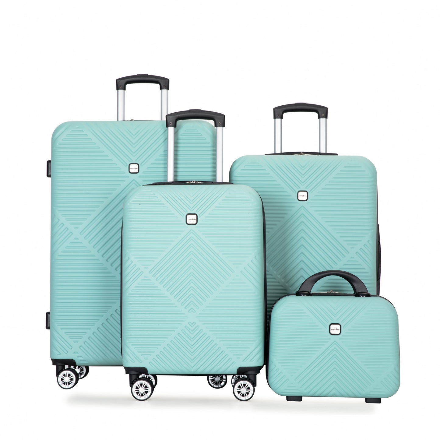 Jetera 4 - Piece ABS Luggage Set – Light Blue Suitcases with Aircraft Spinner Wheels & Matching Makeup Box - JUSTLIVE NESTJUSTLIVE NEST