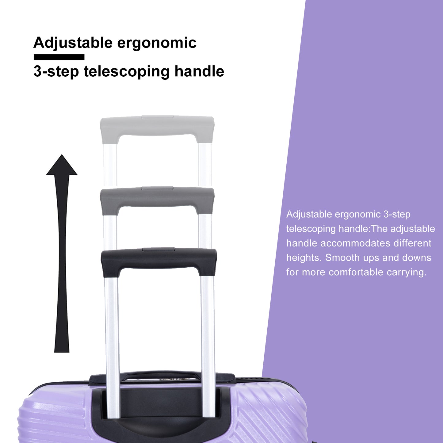 Jetera 3 - Piece Luggage Set – Light Purple PC+ABS Suitcases with Spinner Wheels & Travel Hooks (20/24/28") - JUSTLIVE NESTJUSTLIVE NEST