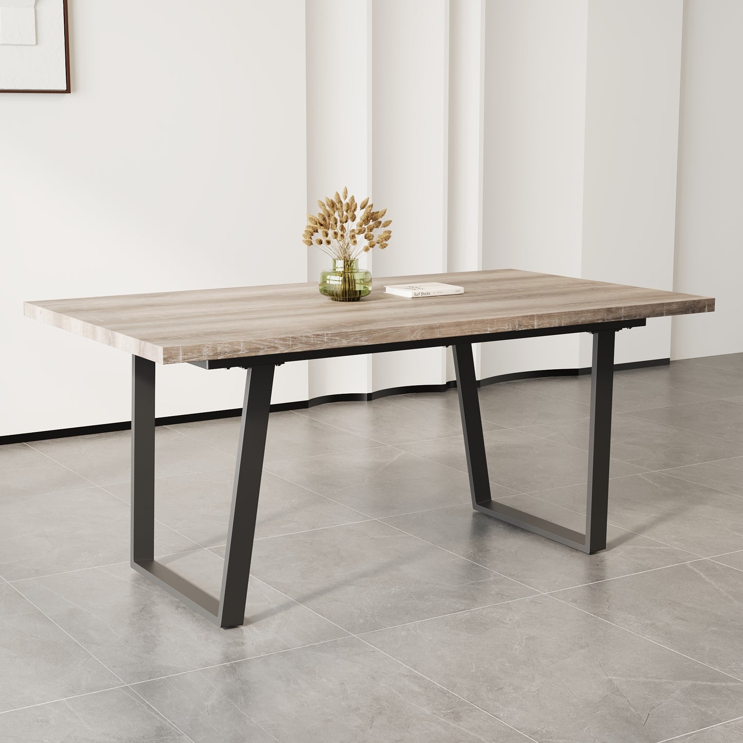 Modren 63'' Dining Table – Simple Rectangular MDF Tabletop for 6, Modern Fit