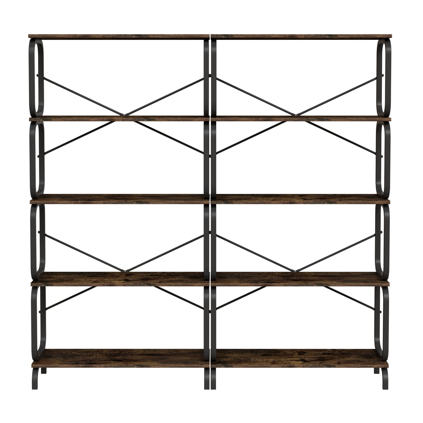 Stravyn Industrial Shelf – 5-Tier Tall Bookcase with Rustic Wood & Metal Frame