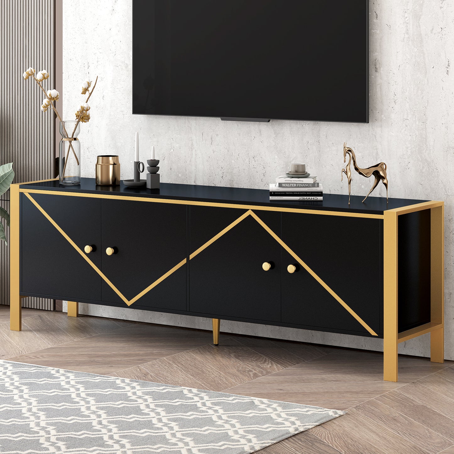 Uvalo Slim Console – 70.9" Modern TV Stand with 2 Spacious Cabinets (Up to 75")