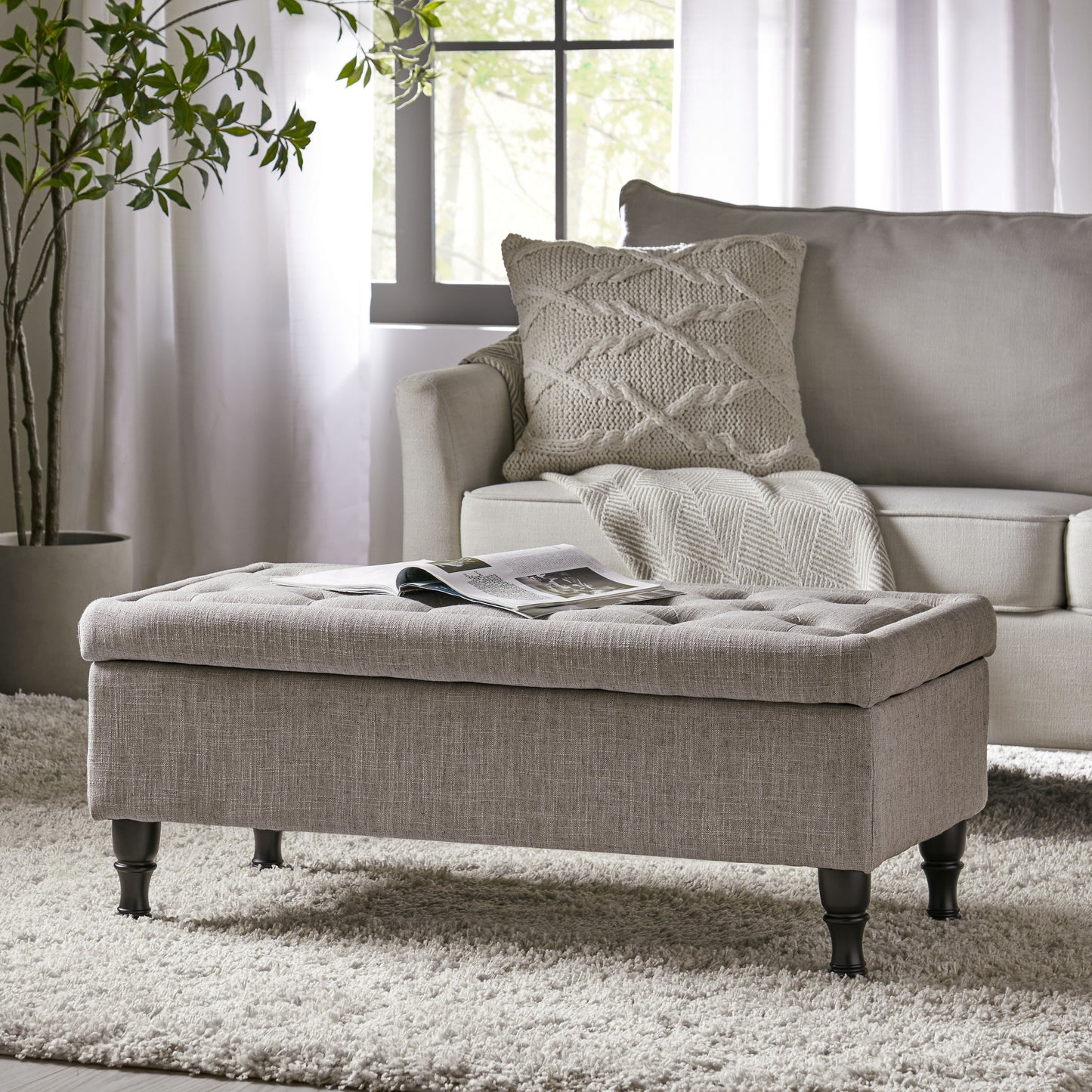 Hyatt Ottoman – Structured Storage Cube in Cloudtone Gray