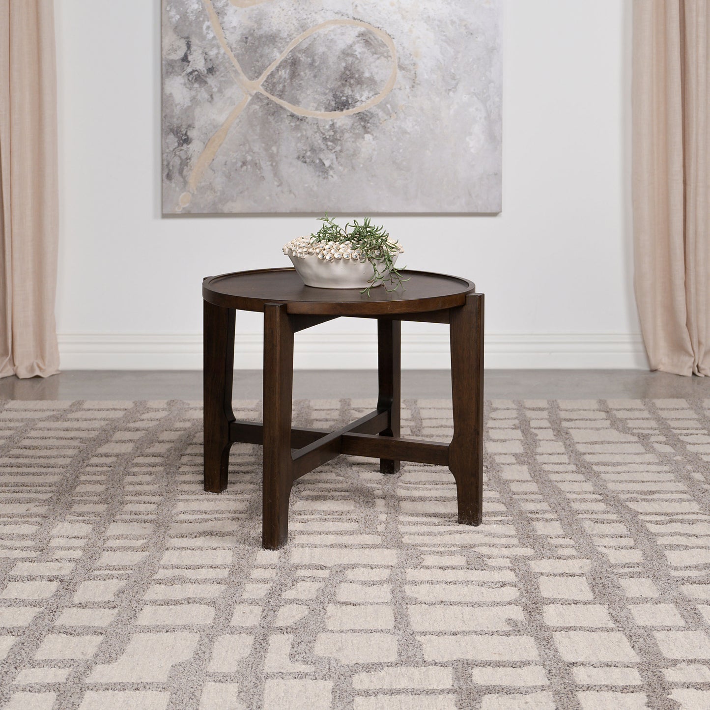 Mavis End Table – Deepgrain Round in Solid Timberwood