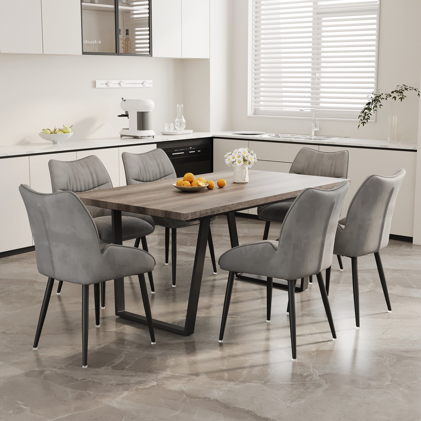 Kavari Modern 6-Piece Dining Set – Simple, Sleek Table with Comfy Chairs
