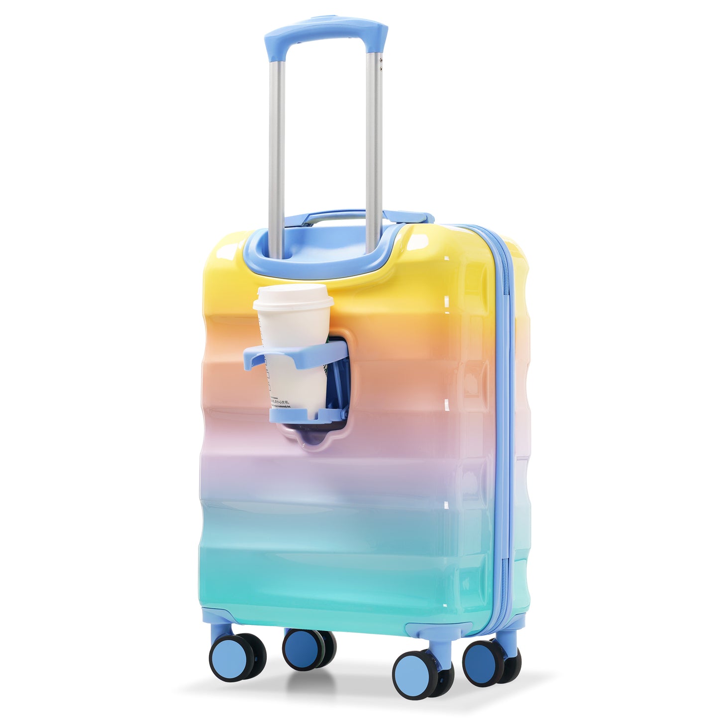 Jetera 2 - Piece Carry - On Set – 20" Glossy Hardshell Suitcase with Cup Holder, Spinner Wheels & TSA Lock - JUSTLIVE NESTJUSTLIVE NEST