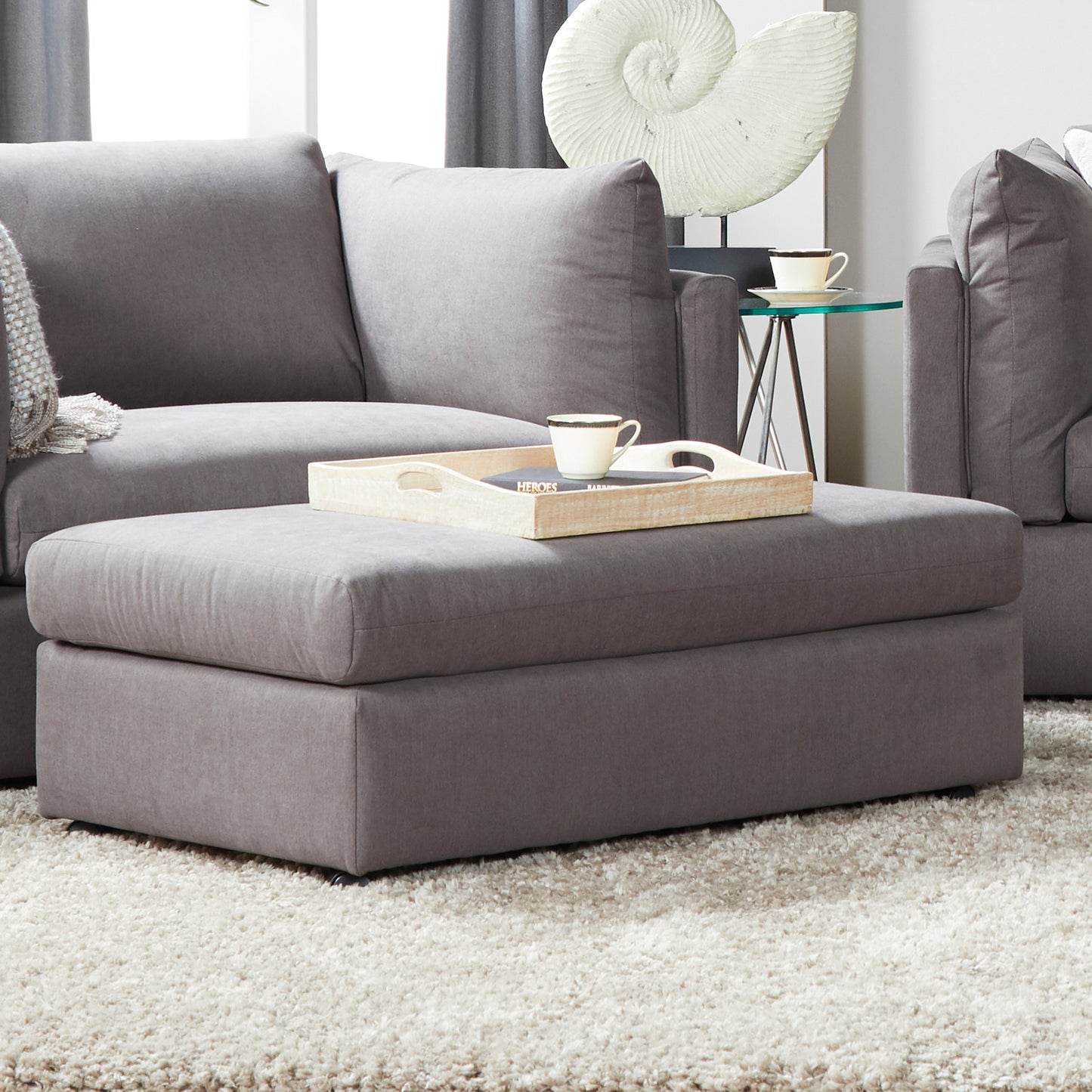Enda Ottoman – Softweave Lounge Seat in Cloud Gray