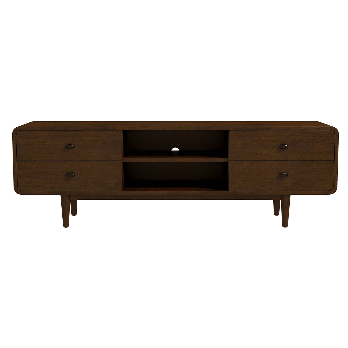 Lexira Console – 71" Walnut TV Stand with Mid-Century Wood Build