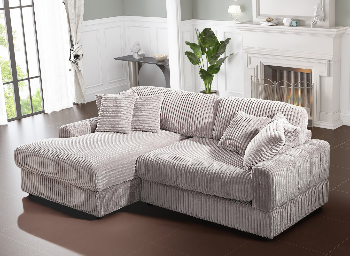 Cozy Corner Lounge – Plush Deep-Seat Sleeper with 6 Accent Cushions