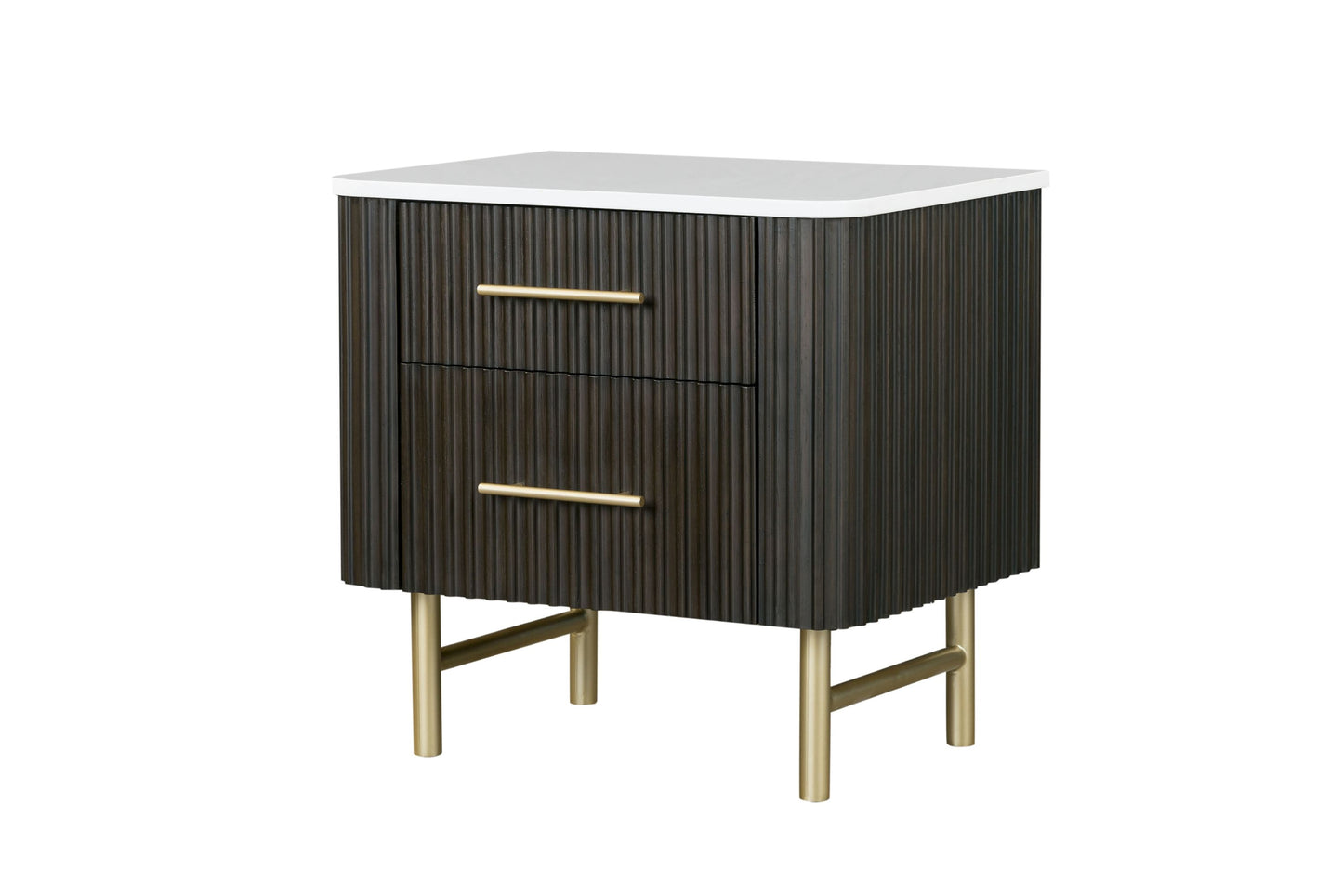 Clayten Luxe Stand – Espresso Finish Nightstand with Marble Top Accent