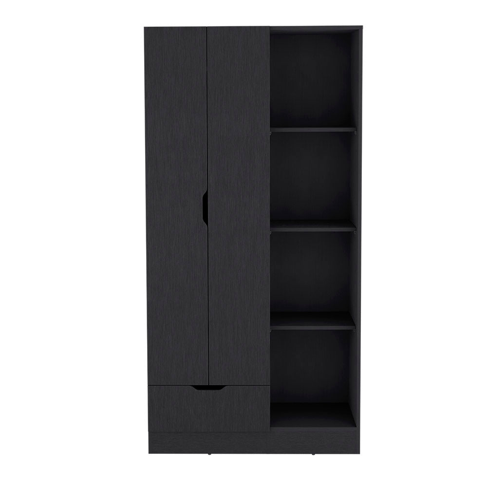 Dover Armoire – Clean-Line Black Wardrobe with Full-Length Door Design