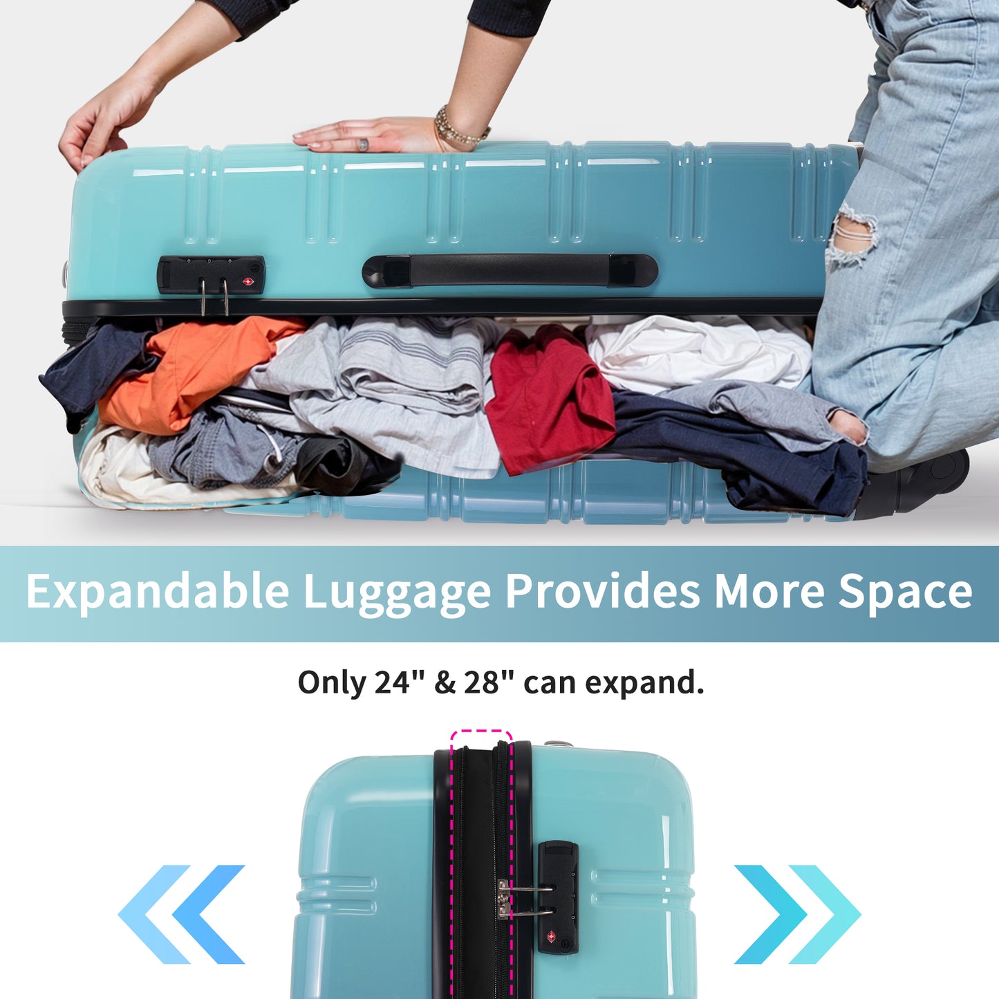 Jetera 3 - Piece Gradient Luggage Set – Expandable Hardshell Suitcases in Blue Fade with Spinner Wheels & TSA Lock (20/24/28") - JUSTLIVE NESTJUSTLIVE NEST