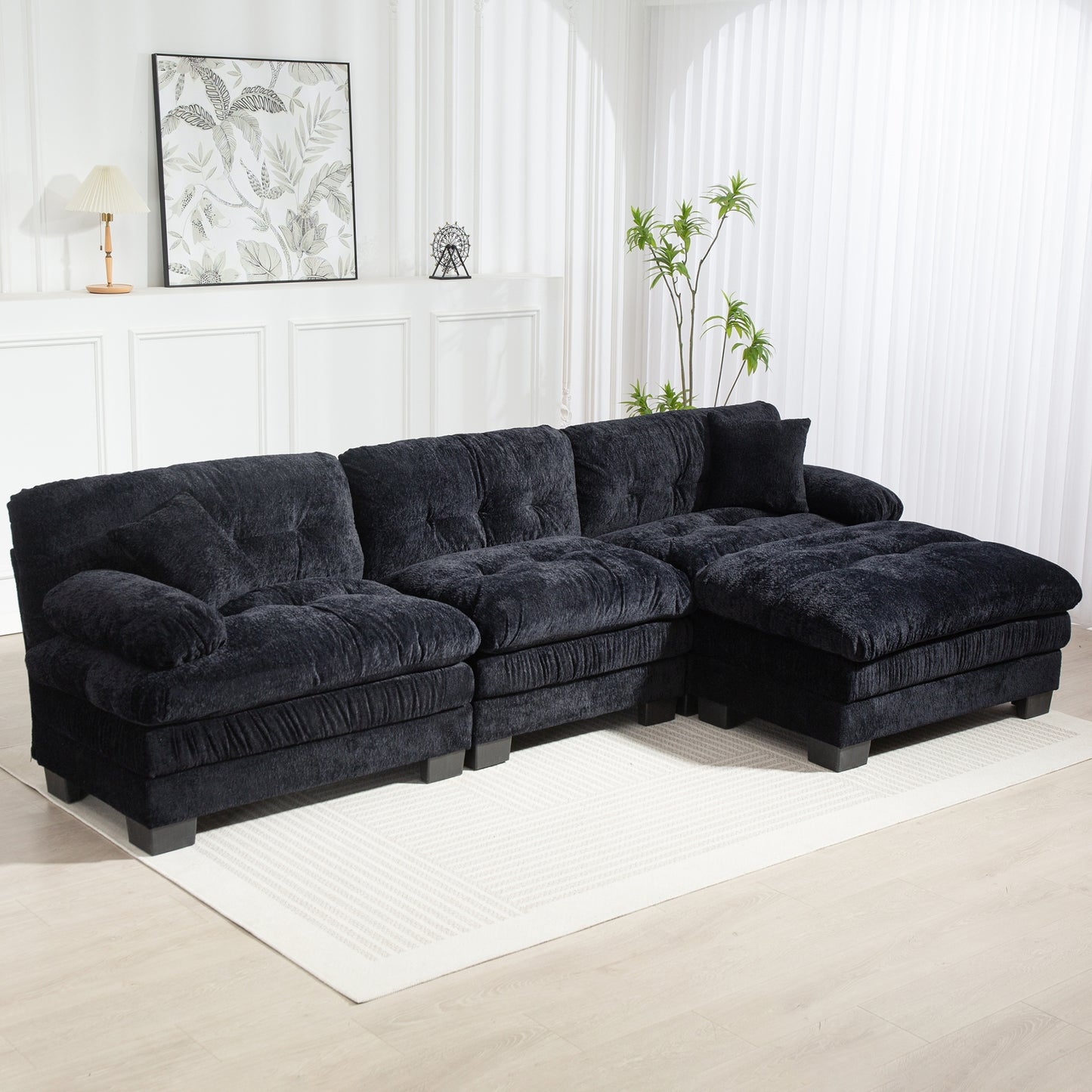 3-Seat Deep Lounge – Flexible Comfort Sofa with Relax Module (Black)