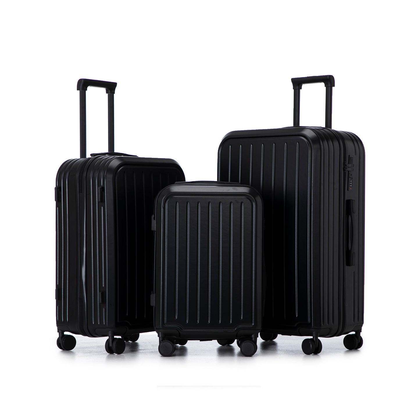Jetera 3 - Piece ABS Travel Set – Black Spinner Suitcases with USB Port & Cup Holder (20/24/28") - JUSTLIVE NESTJUSTLIVE NEST
