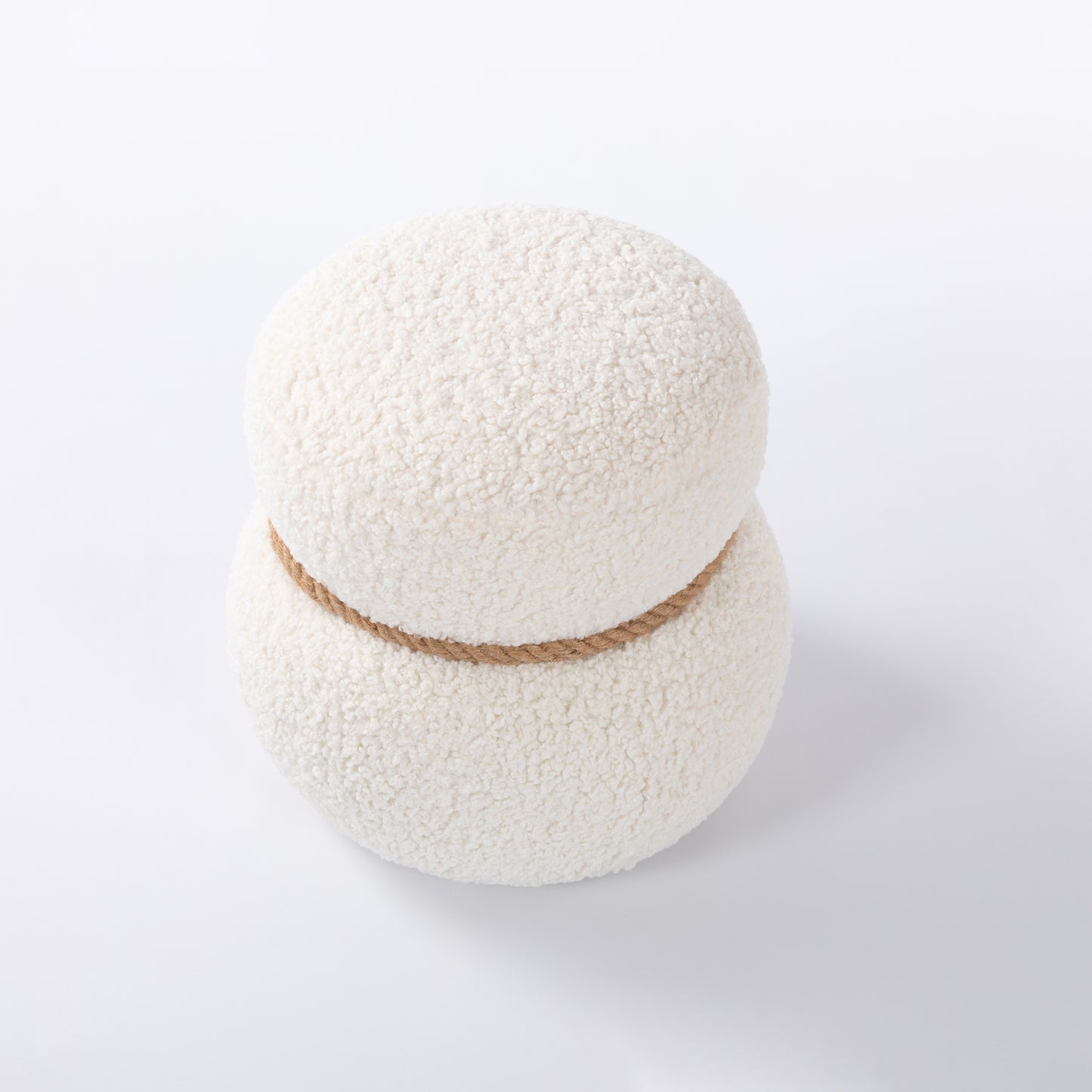 WKJ1Y Puff – Snowman White Stool with Greige Plush Seat