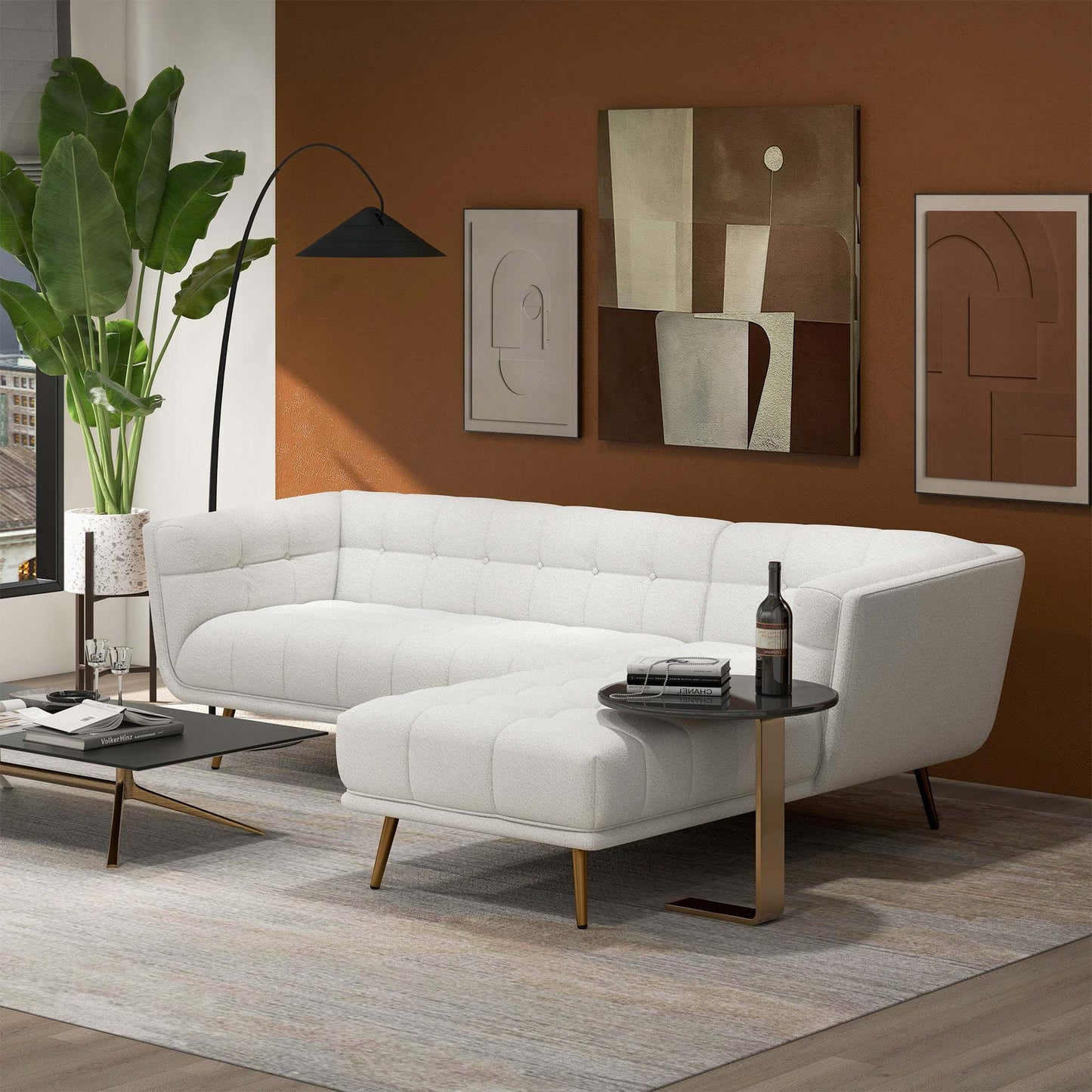 Addison Right-Facing Lounge – Cozy Textured Sofa in Cream