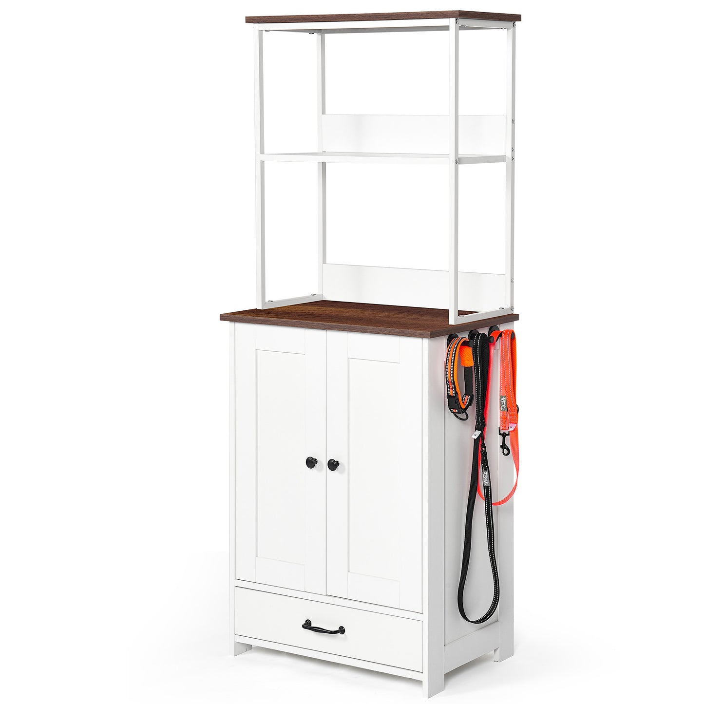 Verno Pet Feeder Console – White Feeding Station with 2 Bowls, Adjustable Shelves & Storage - JUSTLIVE NESTJUSTLIVE NEST
