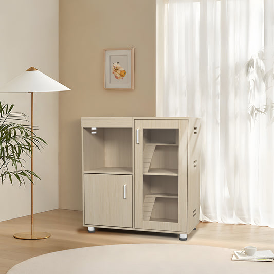 Teko Hamster Habitat Tower – 4 - Tier Teak Enclosure with Acrylic Front & Lower Storage Cabinet - JUSTLIVE NESTJUSTLIVE NEST