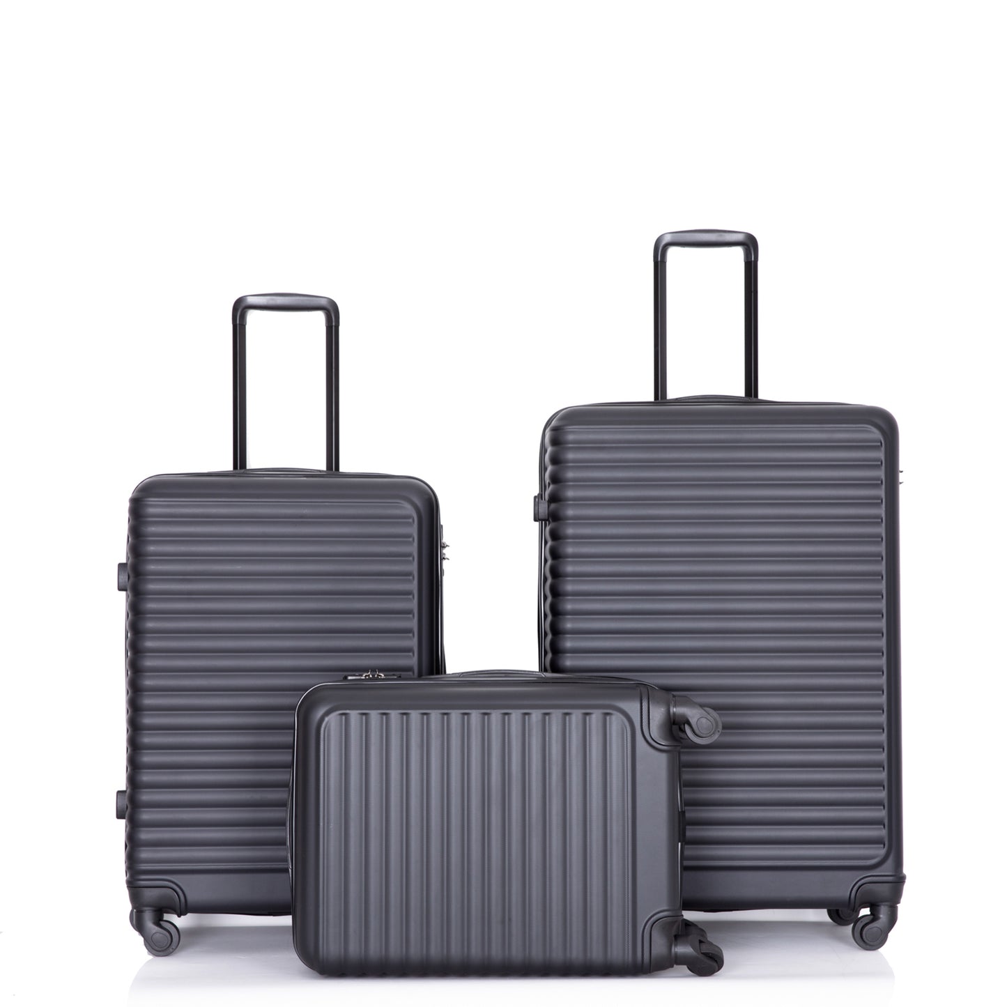 Jetera 3 - Piece ABS Luggage Set – Black Lightweight Suitcases with Spinner Wheels & TSA Lock (20"/24"/28") - JUSTLIVE NESTJUSTLIVE NEST