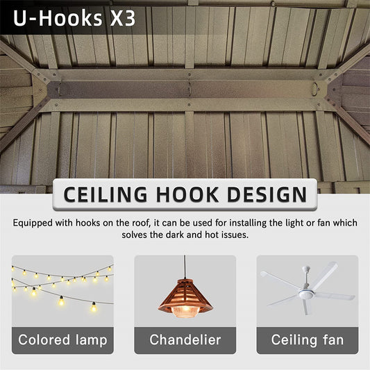 Aurelia 12x18' Hardtop Gazebo – Wood - Look Aluminum Frame with Steel Roof & Curtains - JUSTLIVE NESTJUSTLIVE NEST