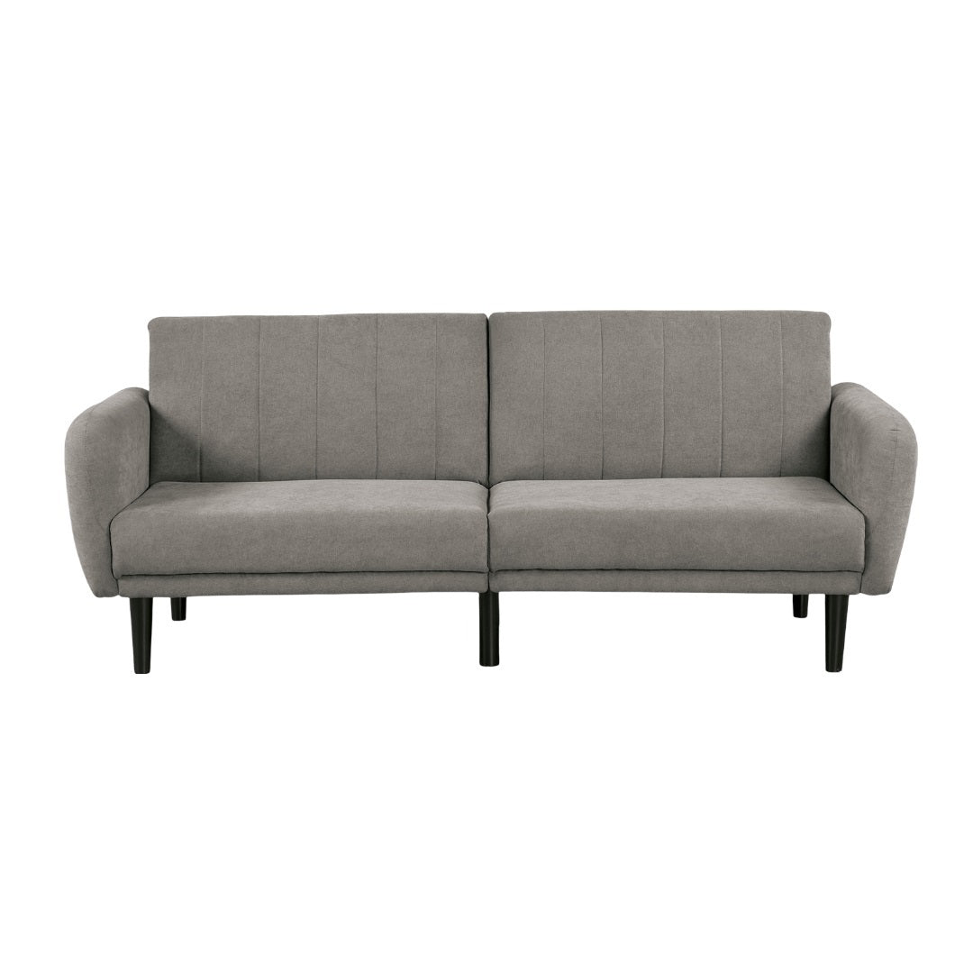 NestEdge ‘CozyPort” Convertible Futon – Gray Tufted Sleeper Sofa | Track Arms + USB