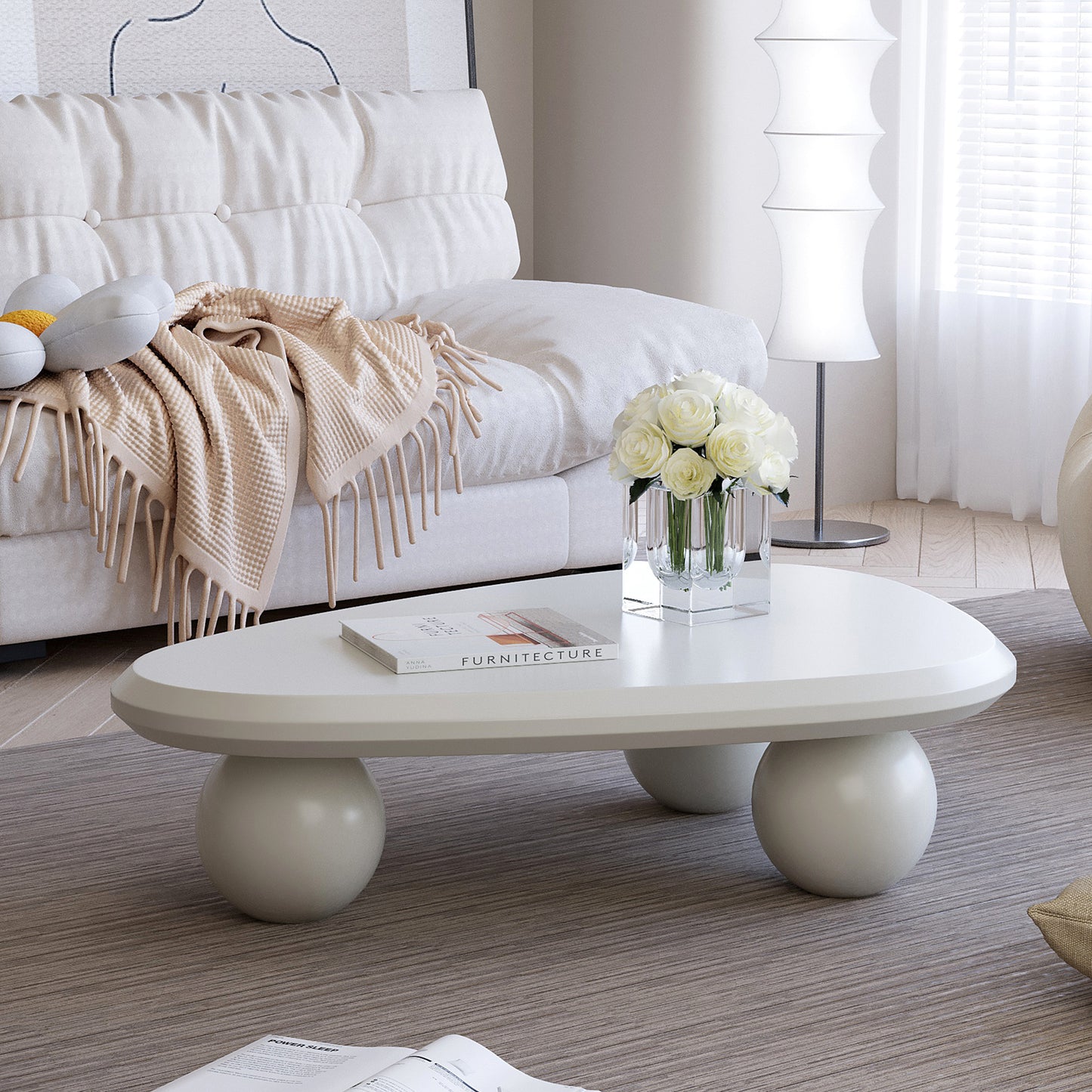 Cloudelle Accent Table – Cloud Shape with 3 Ball Legs for Compact Living Spaces