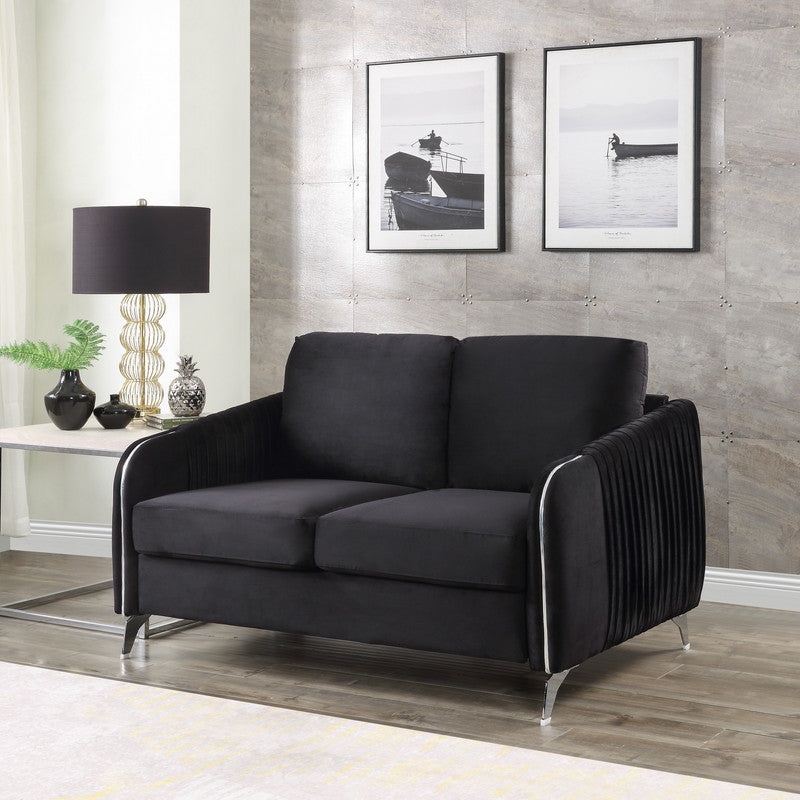 Corvella™ 54' Noir Velvet Loveseat – Sleek Dual-Seat Sofa with Modern Silhouette
