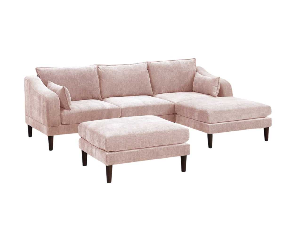 5-Piece Luxe Lounge – Modular Sofa Ensemble with Relax Modules in Blush Pink