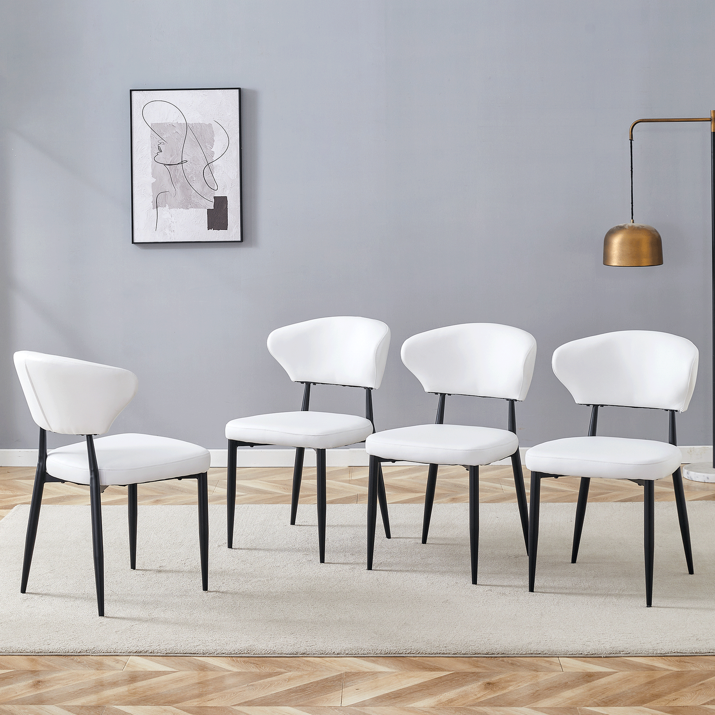 Vetra Ergo Chair Set – 4 White Curved-Back Minimalist Dining Seats