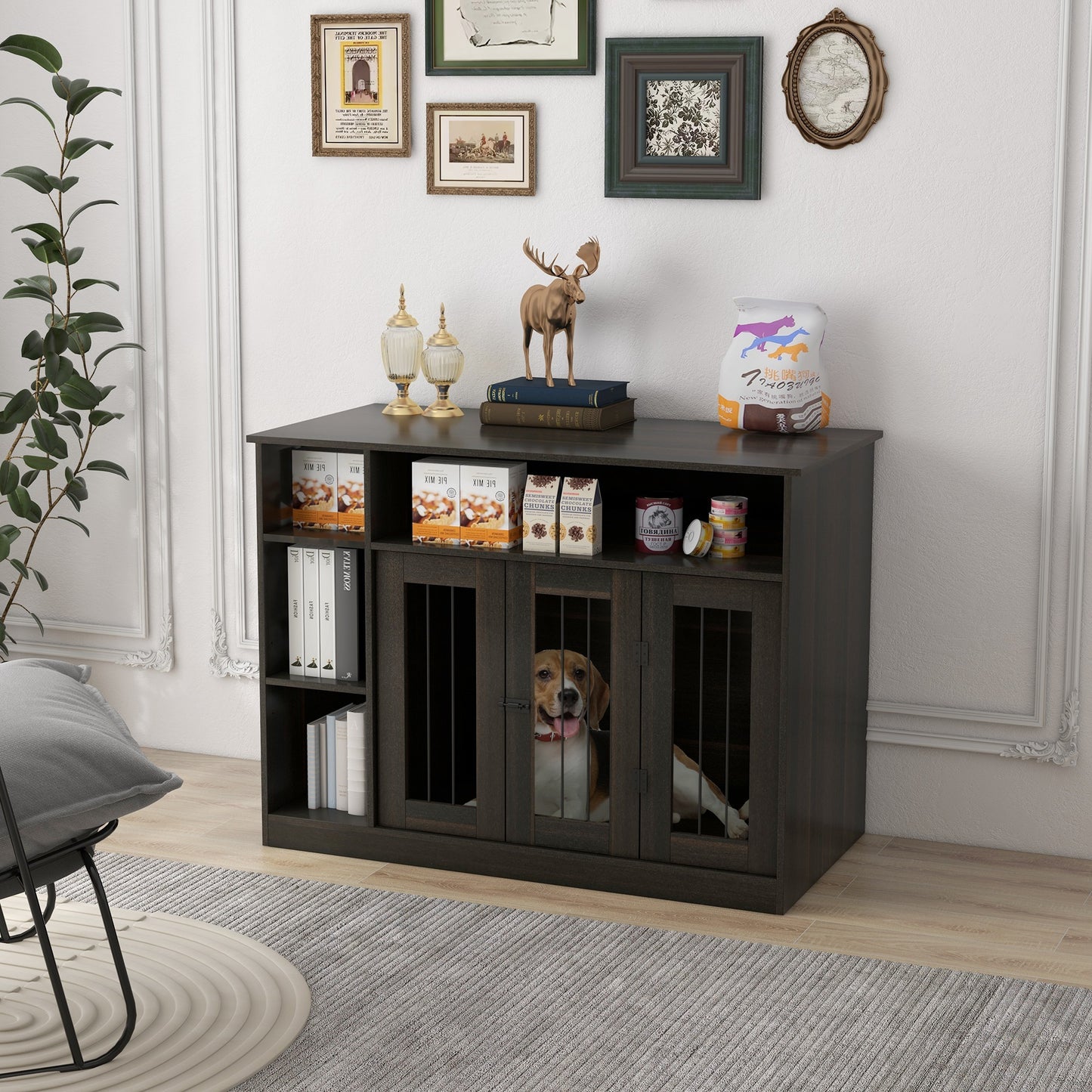 Hollo Dog Crate Table – Brown Dual - Use Pet Crate with Adjustable Shelf & Wide Top Surface (47") - JUSTLIVE NESTJUSTLIVE NEST