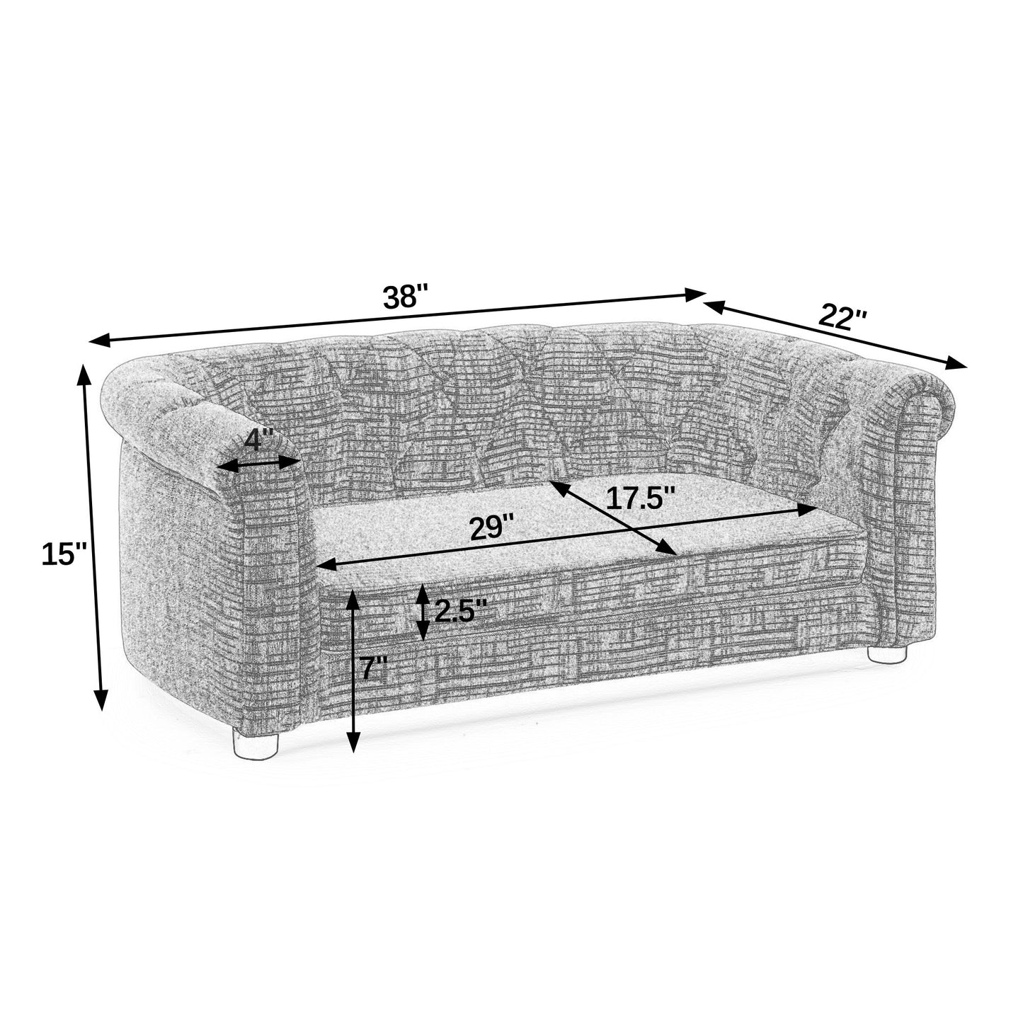 Kova Arc Pet Sofa – Dark Gray Linen Dog Couch with Curved Backrest & Cozy Cushion - JUSTLIVE NESTJUSTLIVE NEST