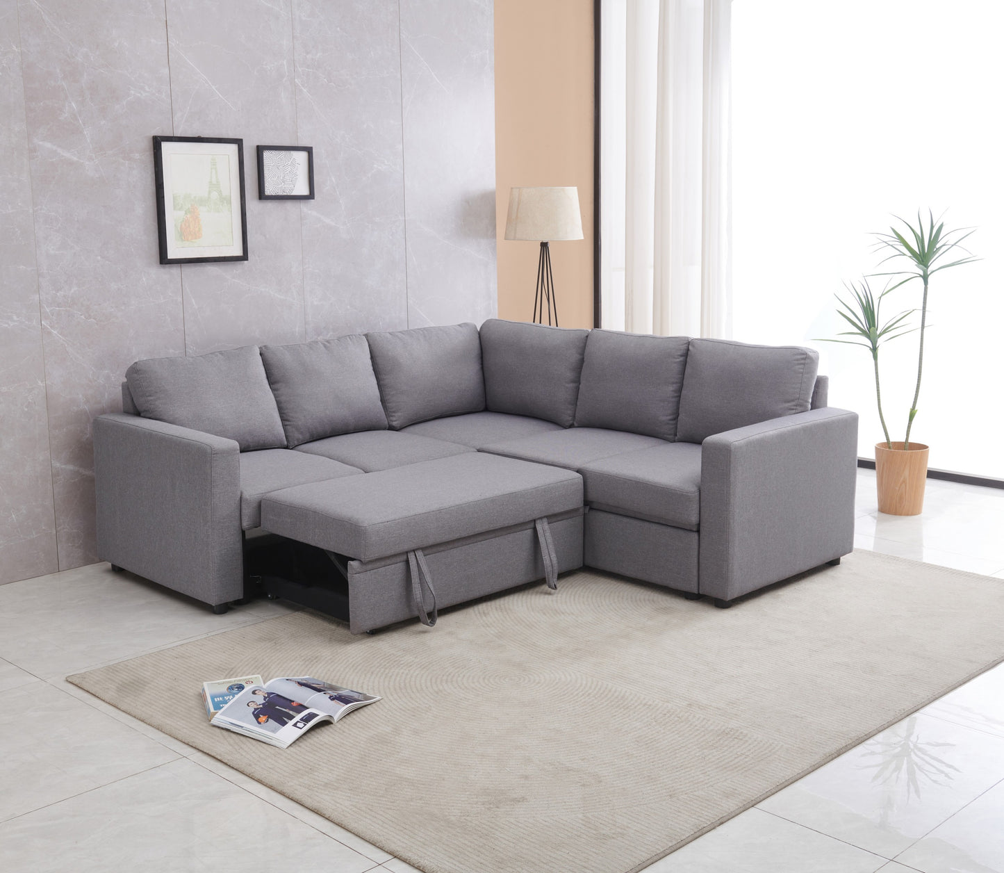Grey Convertible Sleeper Lounge – Modular Sofa Bed