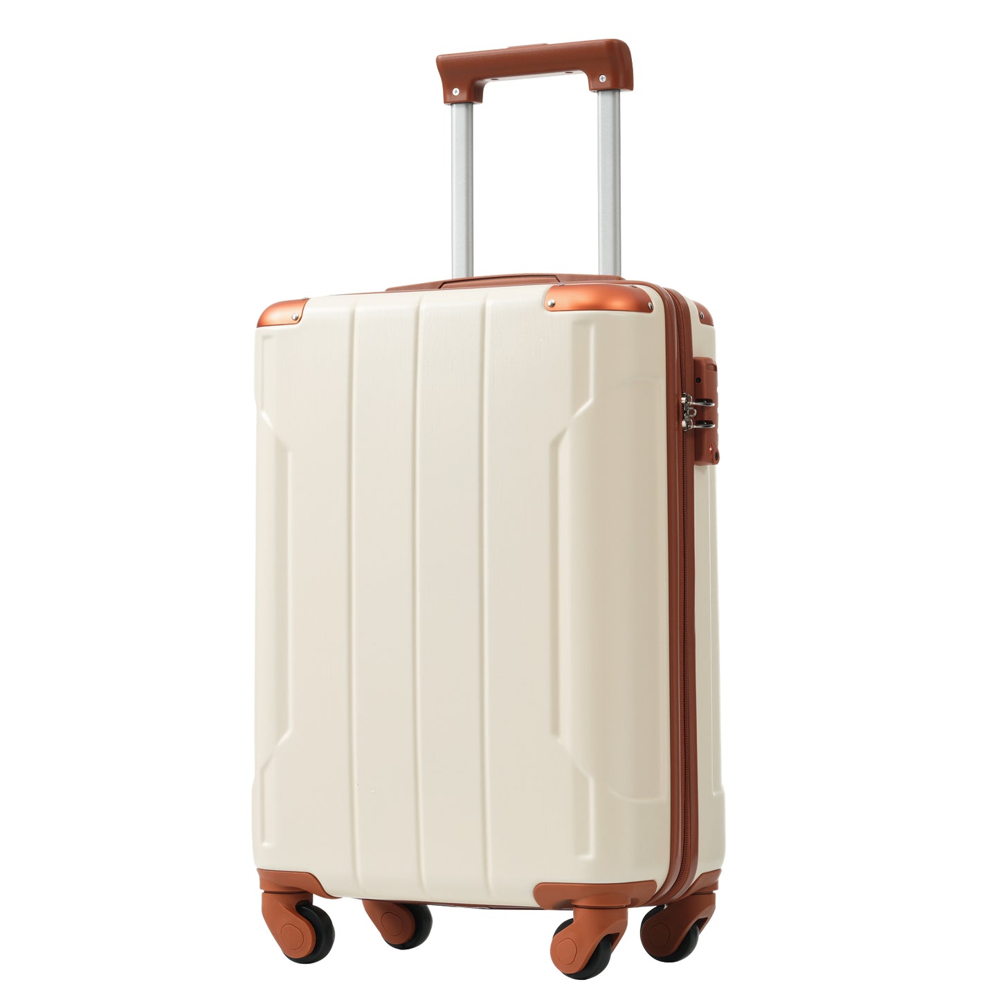 Jetera 6 - Piece Hardshell Luggage Set – White & Brown Expandable Suitcases with Spinner Wheels & TSA Lock - JUSTLIVE NESTJUSTLIVE NEST