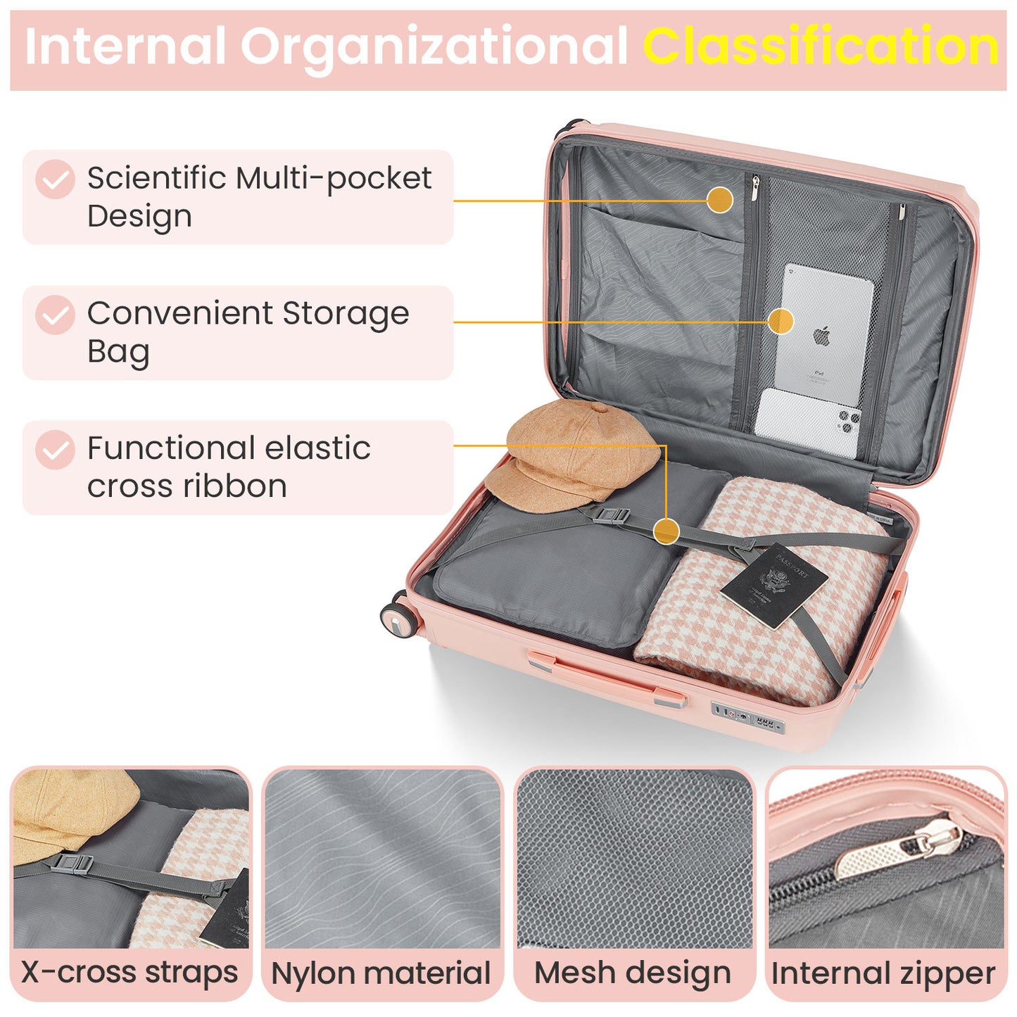Jetera 4 - Piece Expandable Travel Set – Hard Shell Suitcases with Spinner Wheels & TSA Lock (14"/20"/24"/28") - JUSTLIVE NESTJUSTLIVE NEST
