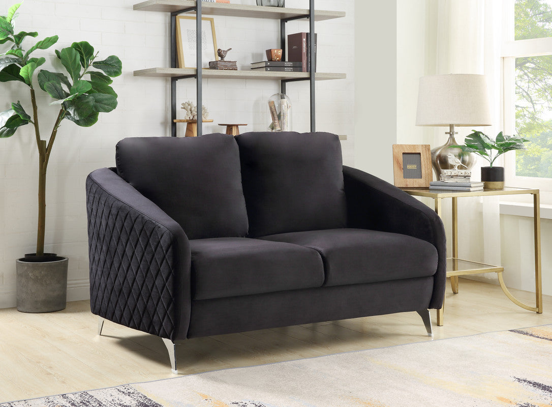 Veltrisse™ 55' Noir Luxe Loveseat – Chic Dual-Seat Sofa in Plush Black Velvet