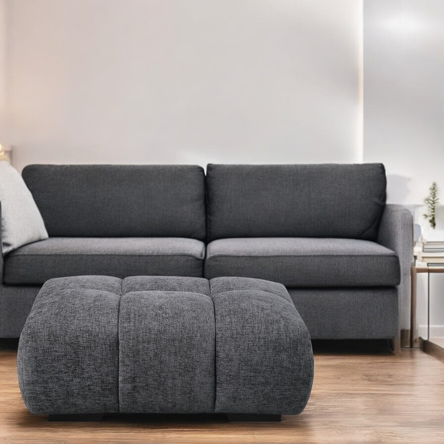 Solvia Ottoman – Stormchenille Wrap, SoftNest Form