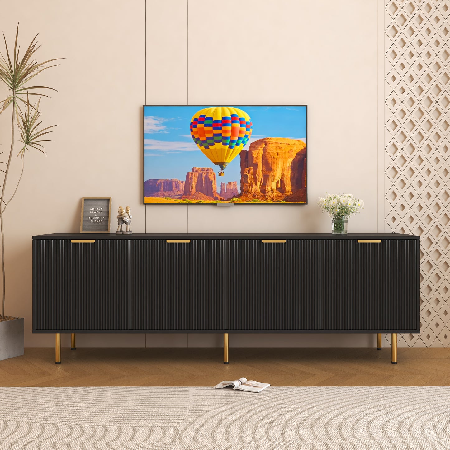 Velari Console – Matte Black TV Cabinet for 80" Screens