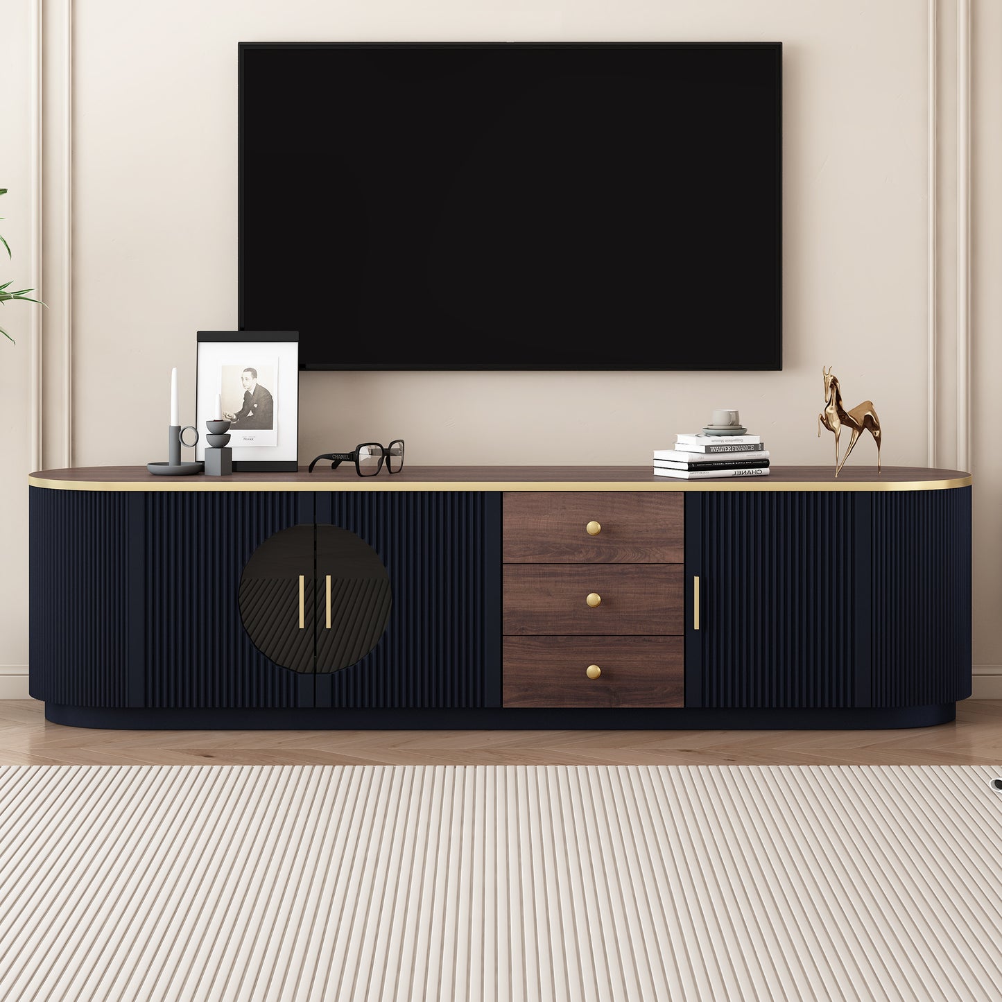 Uvalo Console – 70.8" TV Cabinet with 3 Drawers & 2 Side Cabinets