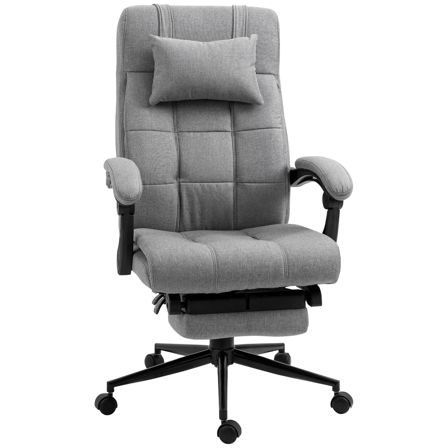 Vinsetto Ergo Executive Chair – Light Gray Linen-Feel Task Chair with Footrest & Headrest