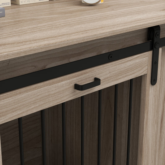 Hollo 71" Dual Crate Console – Walnut Dog Kennel Table with Divider & Storage for 1 or 2 Dogs - JUSTLIVE NESTJUSTLIVE NEST