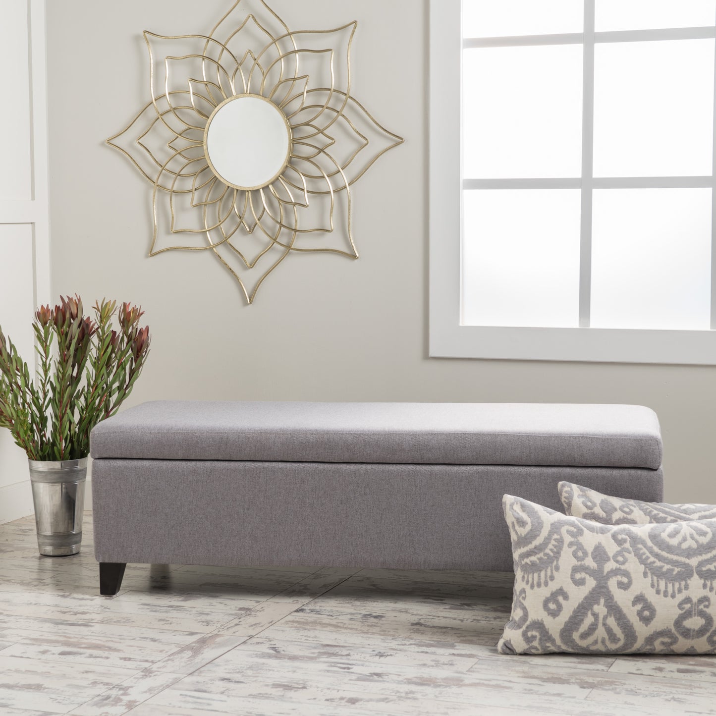 Selma Bench – Storage V2 Seat in Deep Charcoal Fabric