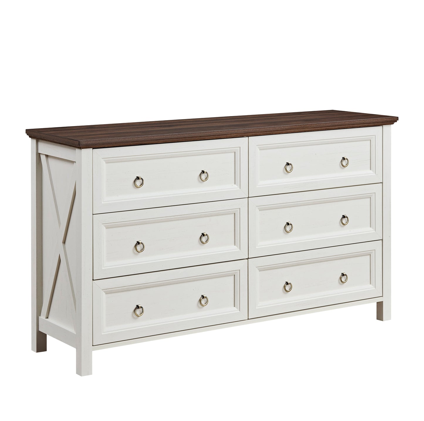 Alderly DeepSix – 6-Drawer Rustic Dresser in White Oak Finish