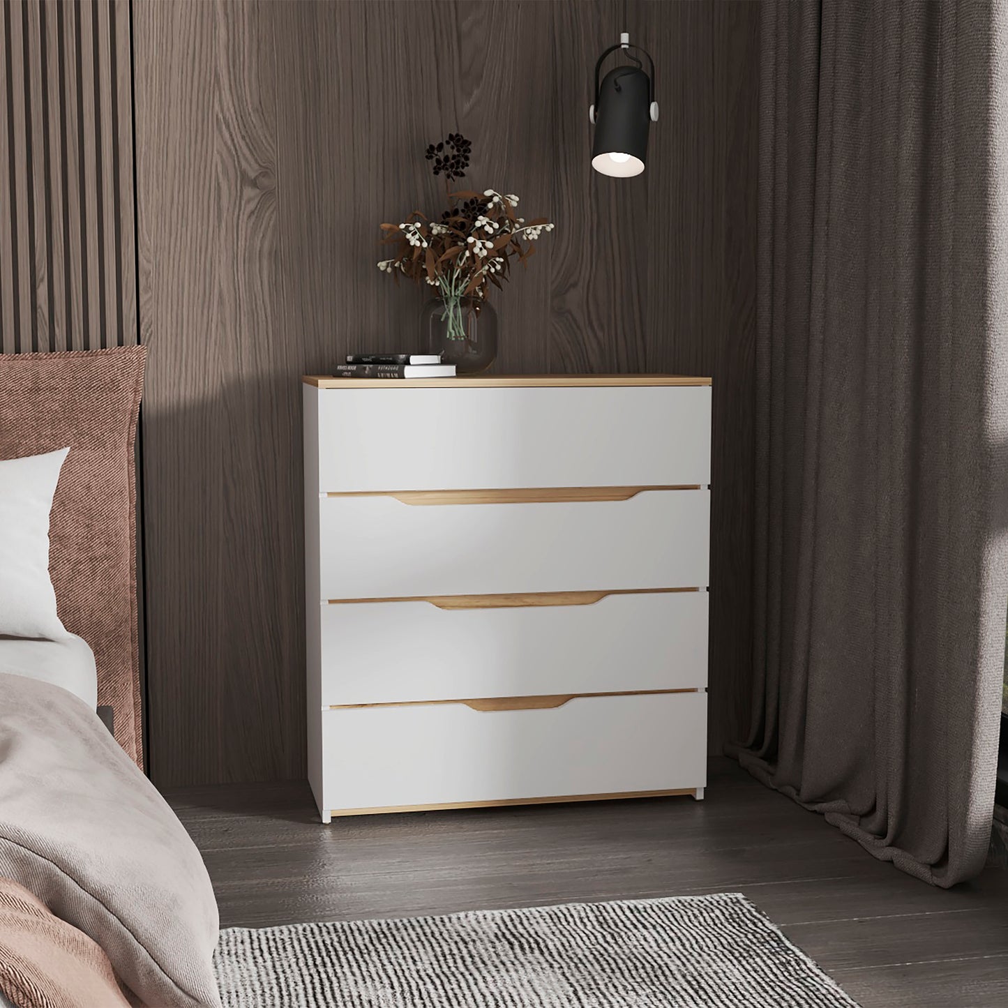 California 4-Drawer Chest – Wide Dresser with Thick Top and Smooth Finish