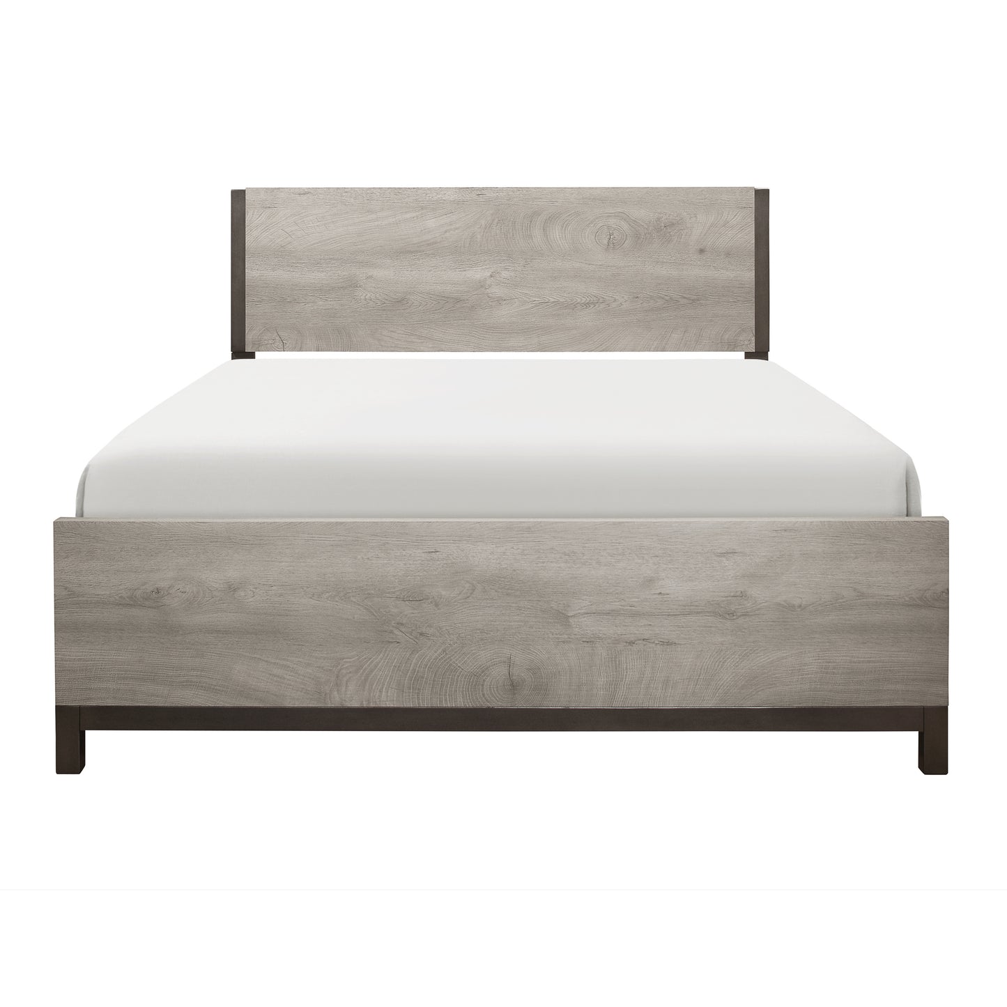 Stravelle Full Bed – Light Gray Melamine Wooden Frame (Modern Platform Design)