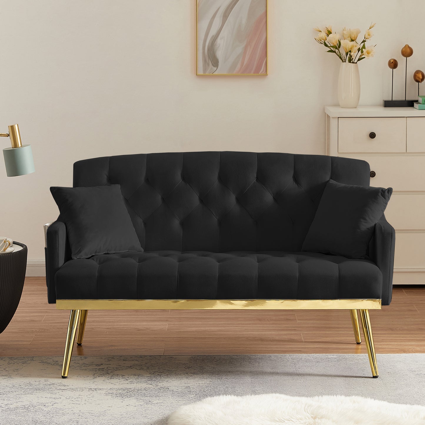 Duo Sofa – Black Upholstered 2-Seat Lounge for Modern Living Spaces